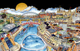 With Rising Moon Came The Tide Past Bridges Old And New, Newcastle upon Tyne - Limited Edition Giclee Print