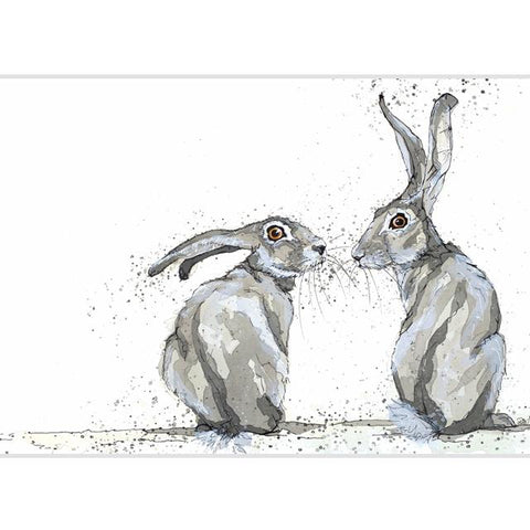 Bev Davies, Hares, Fine Art Greeting Card