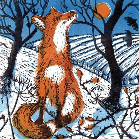 Caroline Barker,  Fox In The Snow, Blank Art Card
