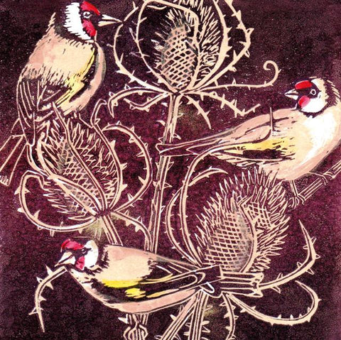 Caroline Barker, Goldfinches, Blank Fine Art Greeting Card