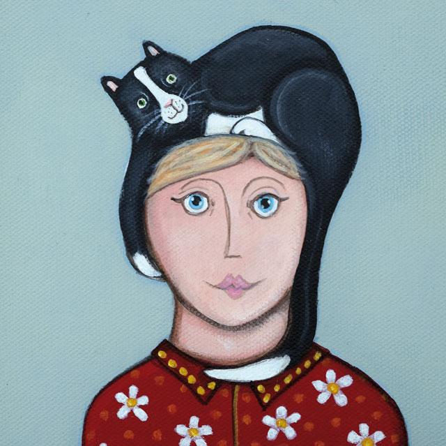 Claire Brierley, Cat Hat, Blank Art Cards