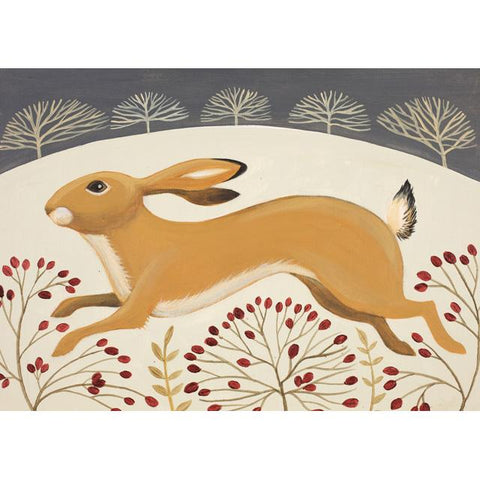 Catriona Hall, Bounding Over Berries (Hare), Fine Art Greeting Card