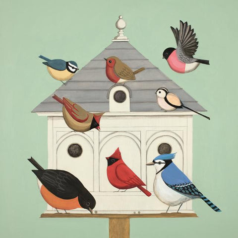 Transatlantic Dovecot by Catriona Hall, with British and American birds