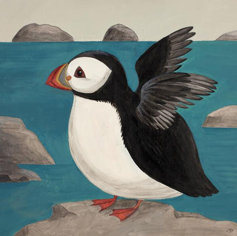 Catriona Hall, Priceless Puffin, Fine Art Greeting Card
