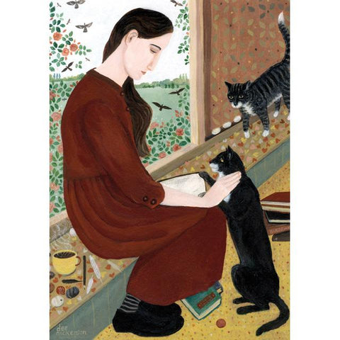 Dee Nickerson, In Her Own Space With Two Cats, Art Card