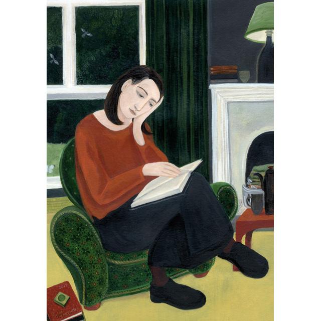 Dee Nickerson, The Book Lover, Fine Art Greeting Card