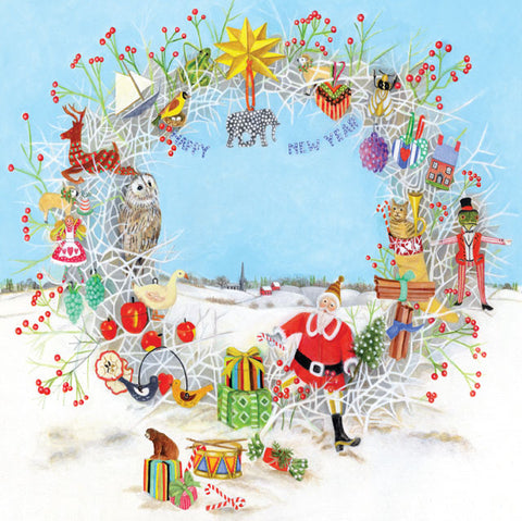 EB Watts, Christmas Wreath, FIne Art Greeting Card