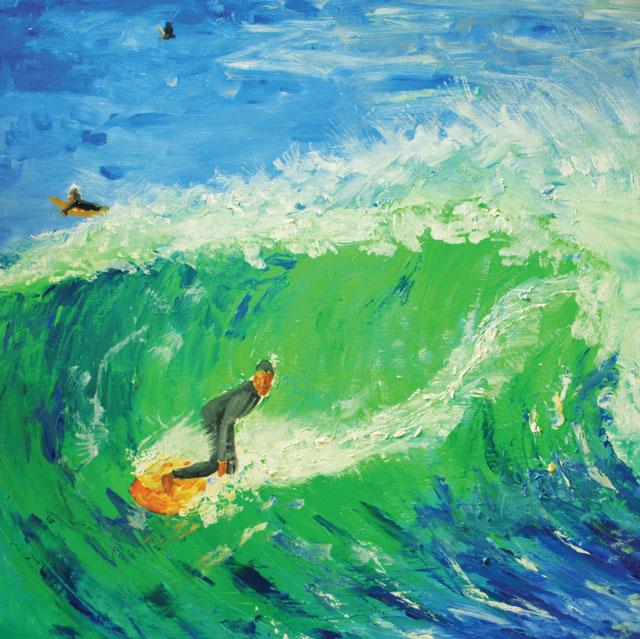 Geoff Hargraves, Backhand (Surfing), Fine Art Greeting Card