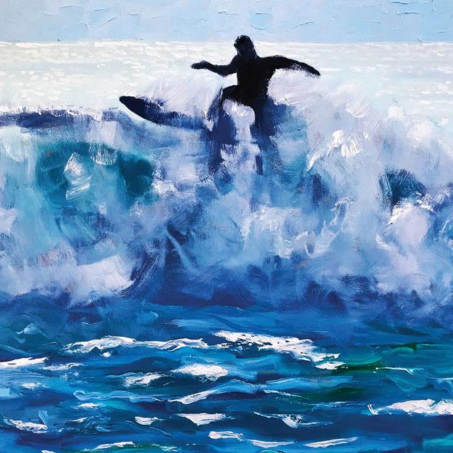 Geoff Hargraves, Re-entry (Surfing), Fine Art Greeting Card
