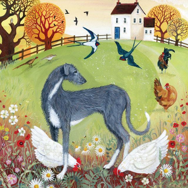 Kerry Buck, The Hen Hound, Fine Art Greeting Card