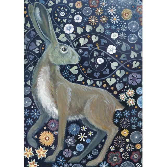 Kerry Buck, Hare Watching, Fine Art Greeting Card