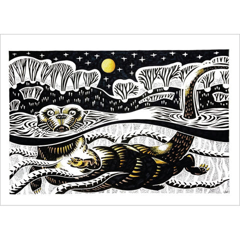 Kevin Cook, River Otter, Fine Art Greeting Card
