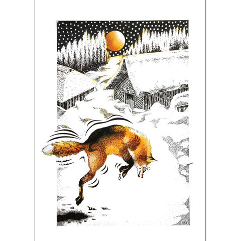 Kevin Cook, Pouncing Fox, Blank Art Card