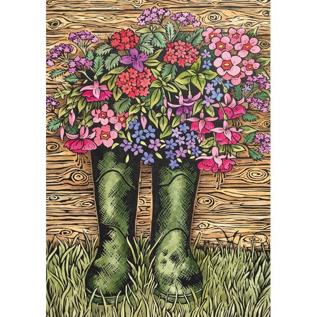 Katharine Green, Dad's Old Wellington Boots, Fine Art Greetings Card