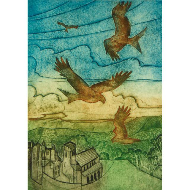 Laurie Rudling, Red Kites, Fine Art Greeting Card