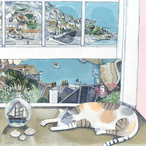 Mani Parkes, The Lazy Harbour Cat, Art Card