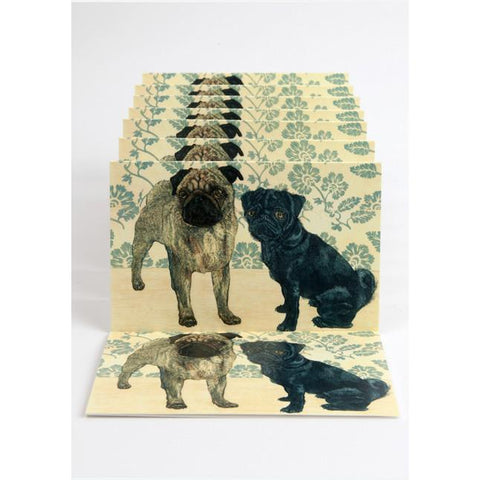 Vanessa Lubach, Two Pugs - Set of 8 note cards