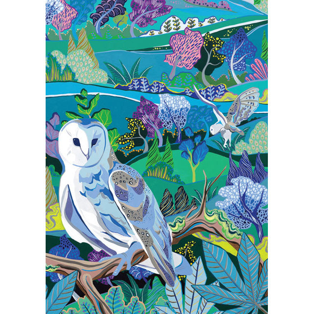 Nicola Stockley, Barn Owl In Moonlight, FIne Art Greeting Card