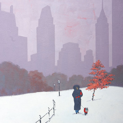Peter Broadbent,  City Park In The Snow. Fine Art Greeting Card