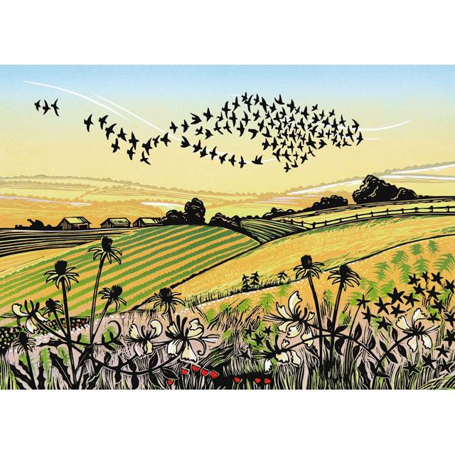 Rob Barnes, Over The Fields, Blank Printmaker's Card