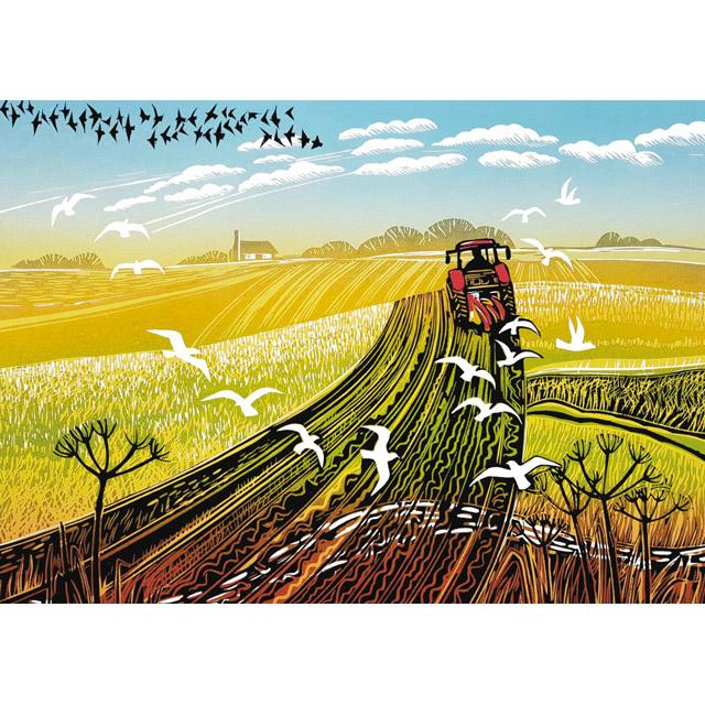 Rob Barnes, Ploughing The Furrows, Fine Art Greetings Card
