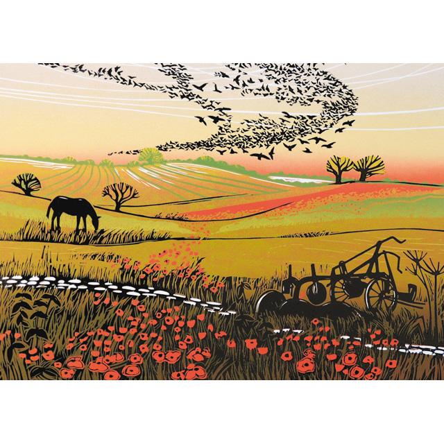 Rob Barnes, Starlings and Poppies, Art Card