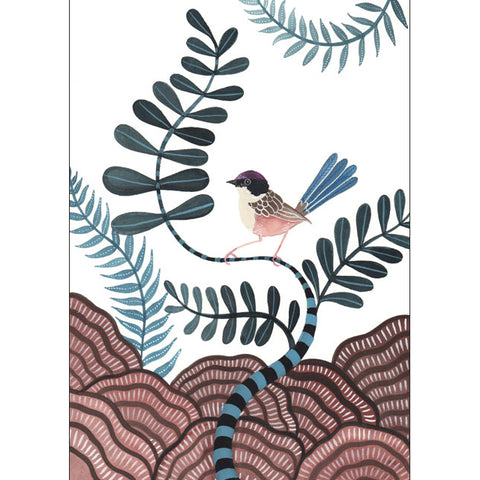 Sally Browne, Purple-Crowned Fairy Wren (Australia) , Blank Greeting Card