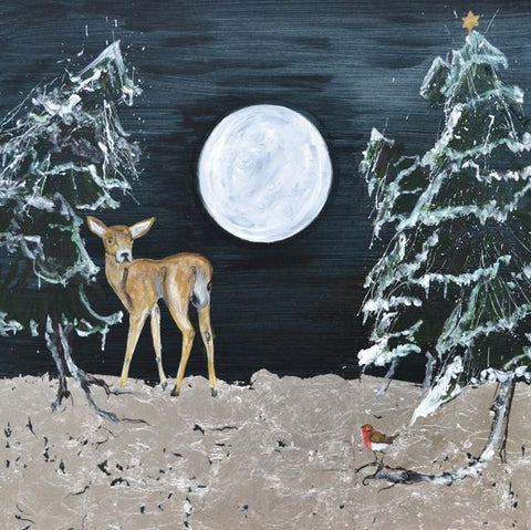 Sally Bruce Richards,Deer and Robin, Art Card