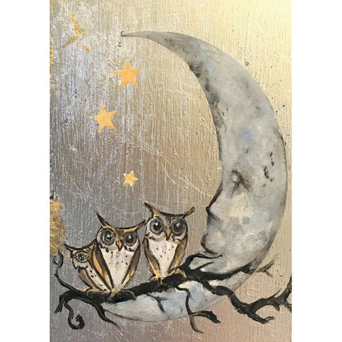 Sally Bruce Richards, To The Moon and Back (Owls), Blank Art Card