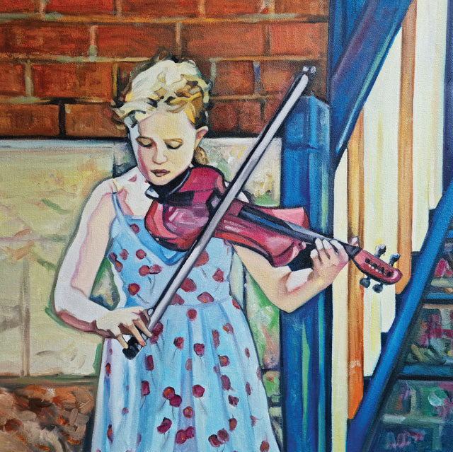 Sherry McCOurt, Softly She Plays (Violin) , Blank Art Card
