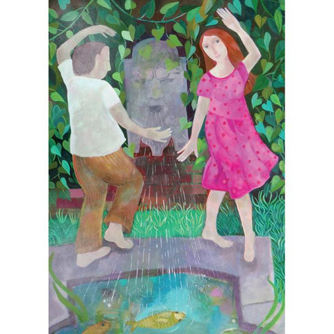 Sharon Marie Winter, Dancing Around The Fountain, Fine Art Greeting card