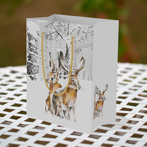 Hares In Winter- Medium-Sized Gift Bag