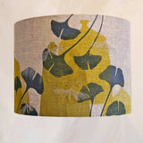 Gingko Leaves and Moths Lightshade- Screen Printed and Embroidered - Large