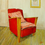 Interior with Red Armchair - Original Oil Painting