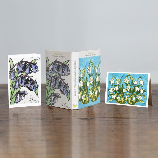 Katharine Green, Snowdrop Delight + English Bluebells, Boxed Set of 10 Note Cards