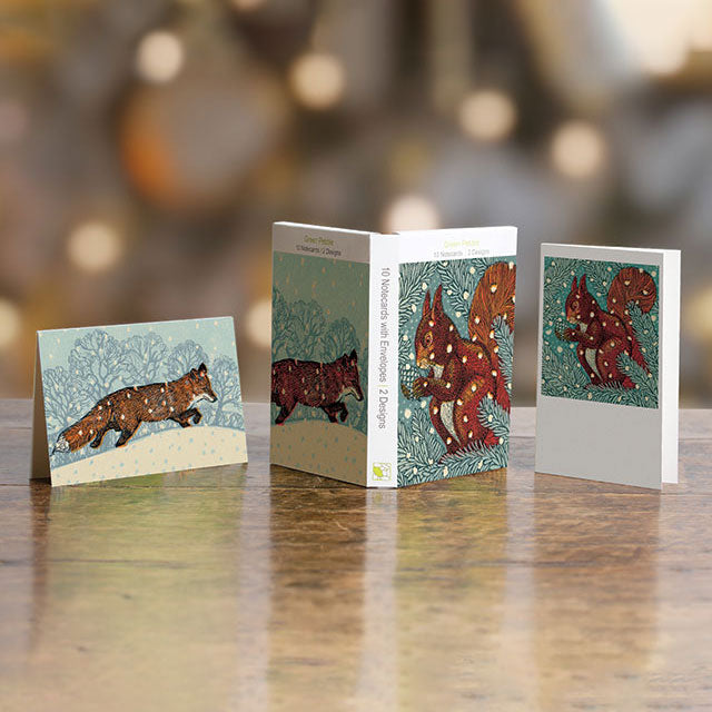 Vanessa Lubach, Red Squirrel + Fox In Winter, Boxed Set of 10 Note Cards