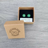 Spring Green Dichroic Glass Silver Stud Earrings