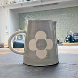 Big Blossom - Large Jug Slip Decorated in Pebble Grey