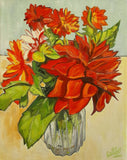 Red Dahlia - Original Oil Painting