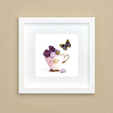 Tea Cup and Pansies - Limited Edition Giclee Print