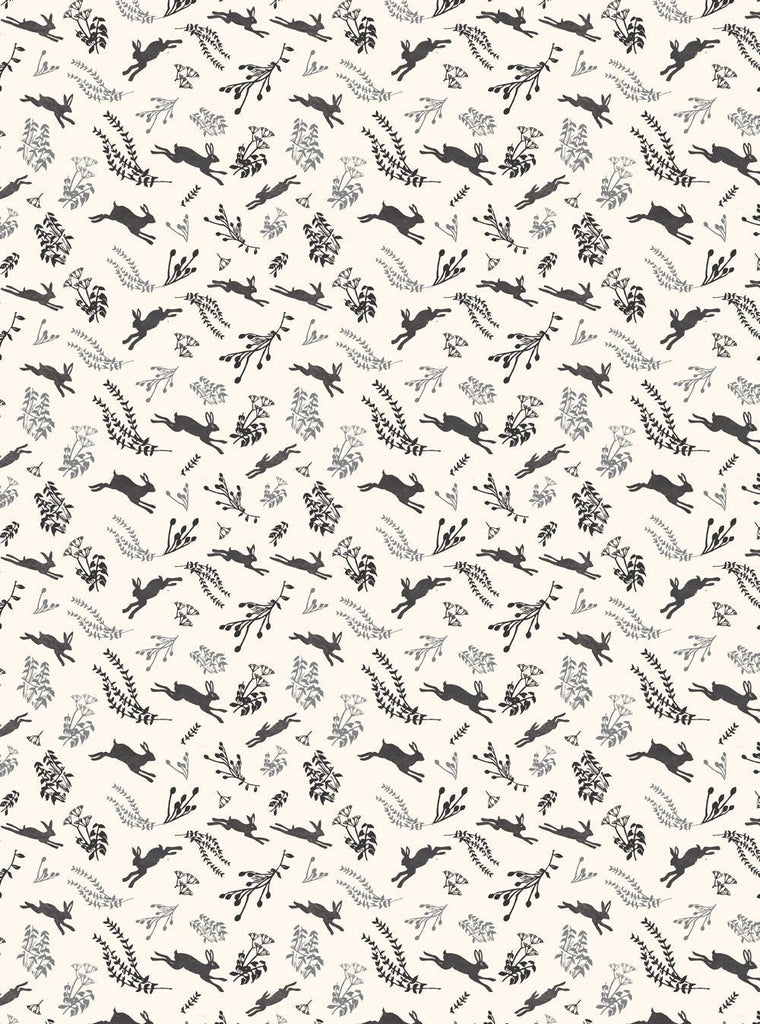Hares, Silver - Gift Wrap - 1 Sheet