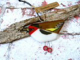 Goldfinch - Fused Glass Hanging Bird