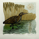 Bittern in the Reeds - Linocut Print