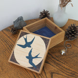 Swallows - Hand cut Marquetry Wooden Trinket Box