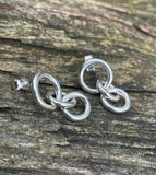 Silver Triple drop circle earrings