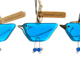 Bright Blue - Fused Glass Hanging Bird