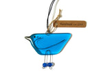 Bright Blue - Fused Glass Hanging Bird