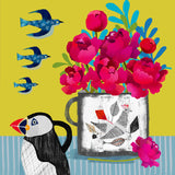 Puffin Jug and Peonies - Giclee print