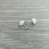 Powder Pink Glass Silver Stud Earrings