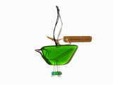 Bright Green - Fused Glass Hanging Bird